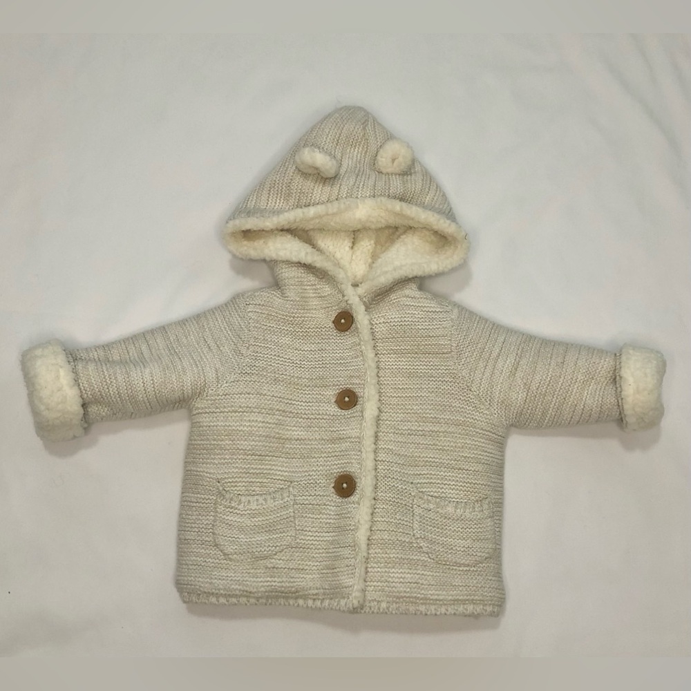 Carter’s Baby Sherpa Lined Hooded Cardigan Sweater Jacket Size 6 Months